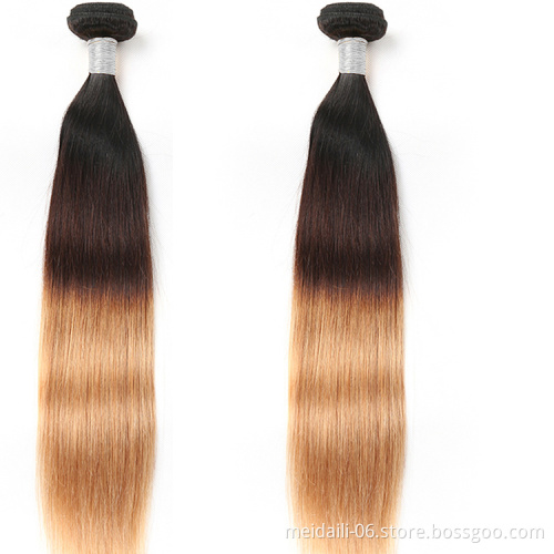 Brazilian ombre hair extensions 1b/4/27 ombre virgin peruvian straight human hair weave bundles cuticle aligned  virgin hair